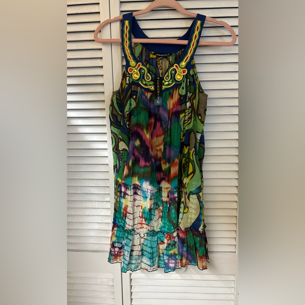 Chaudry KC Tie Dye Multi Color Mini Dress‎ Size Small